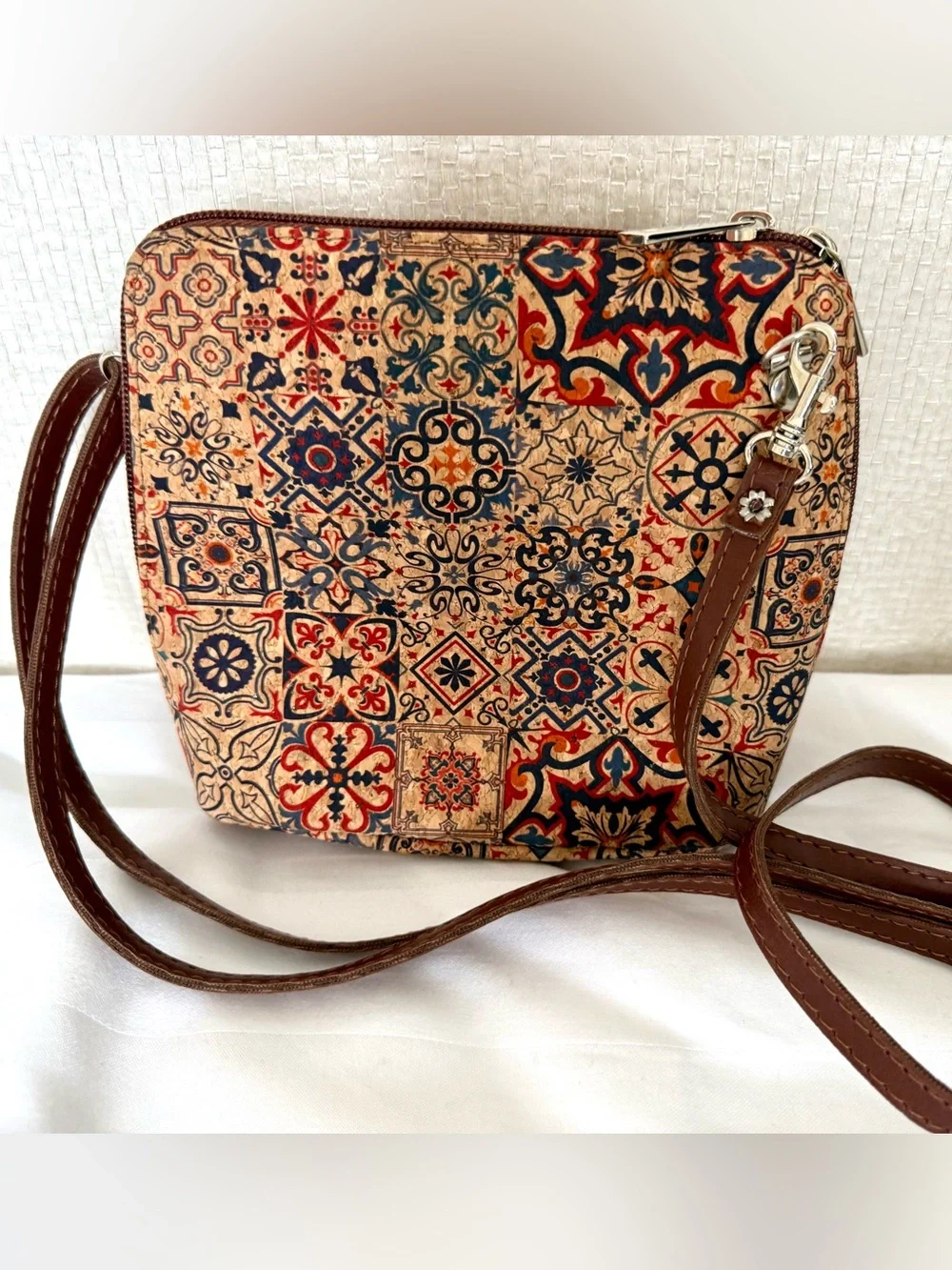 NWOT European Natural Cork Mosaic Tile Crossbody Bag, purchased in Budapest.